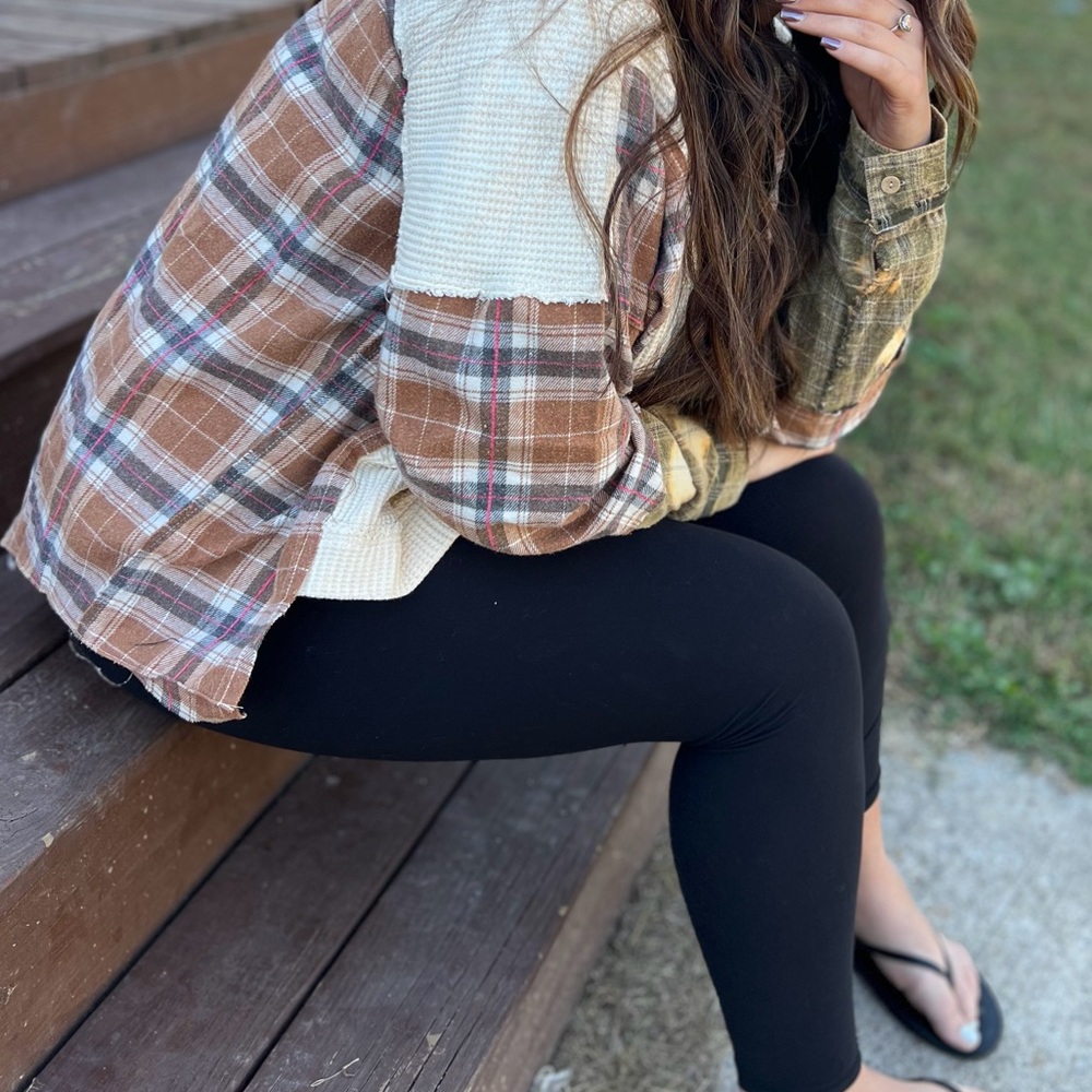 Plaid Sleeve Hoodie - Picture 2 of 2